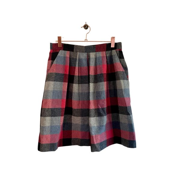 Wool Plaid Mini Skirt - Picture 2 of 7